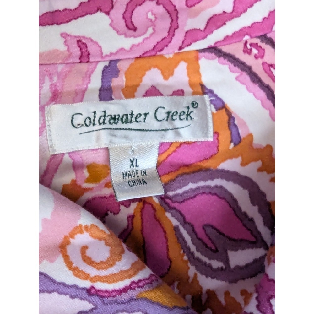 Coldwater Creek Pink Paisley Button Front Jacket Shirt XL Cotton Stretch - Picture 2 of 16